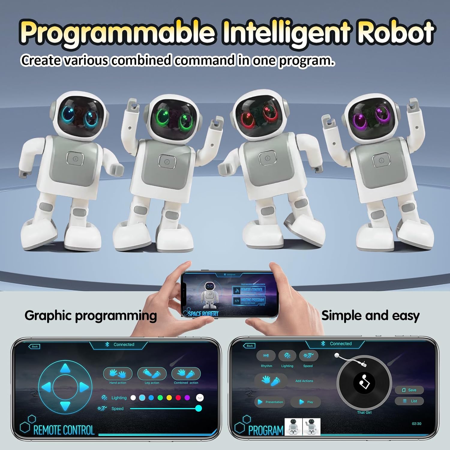 Robert Dancing Robot with Bluetooth Speaker & Programmable App-Controlled