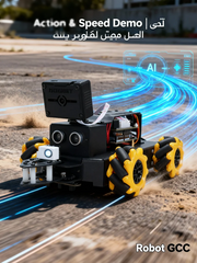 Programmable AI Vision Robot Car | 360° Omni Movement + Live Camera Streaming + AI Vision Recognition + Autonomous Line Tracking & Obstacle Avoidance | Perfect for STEM & IoT Robotics Education