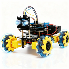 STEM Educational Mecanum-Wheel Robot – Compatible with Arduino UNO & L293D Motor Driver, Modular Plug Design | Explore Sensors, Algorithms & Robotics Engineering