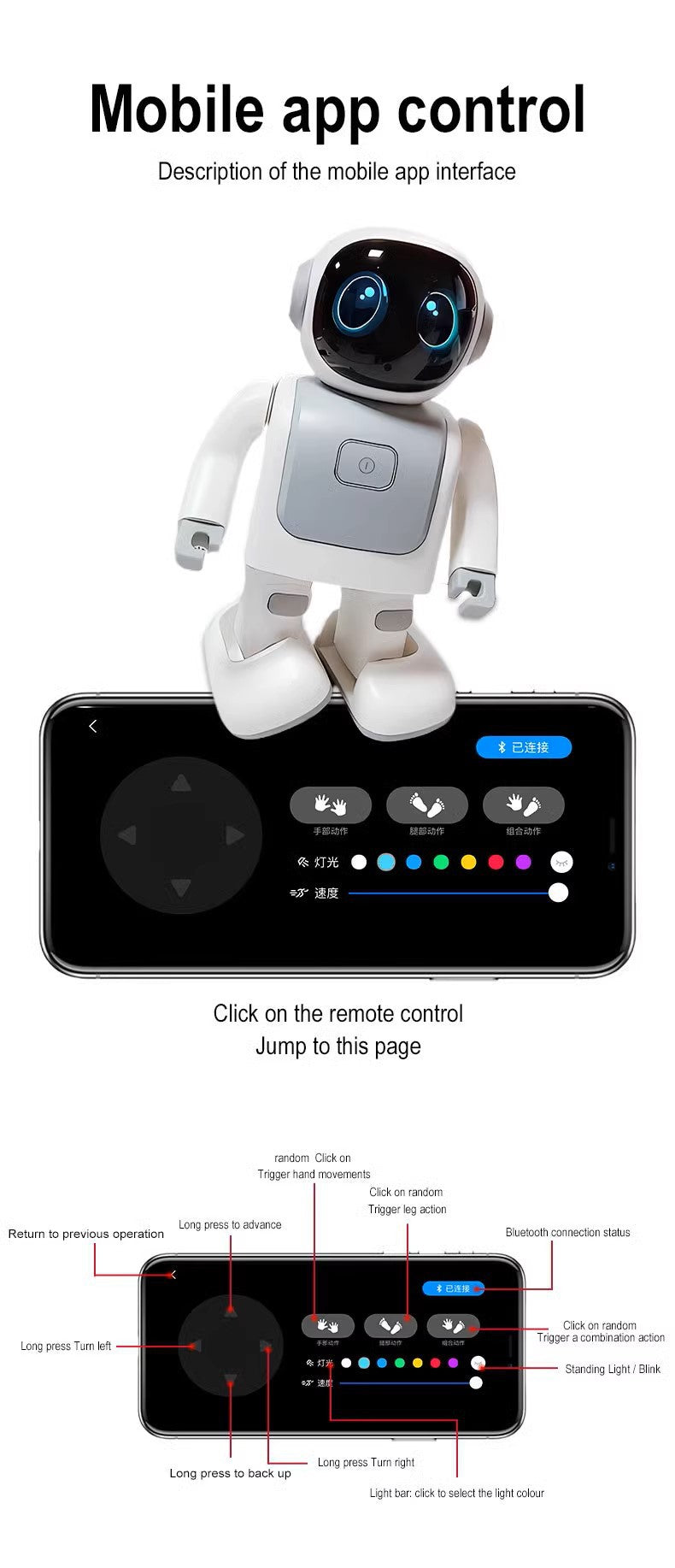 Robert Dancing Robot with Bluetooth Speaker & Programmable App-Controlled
