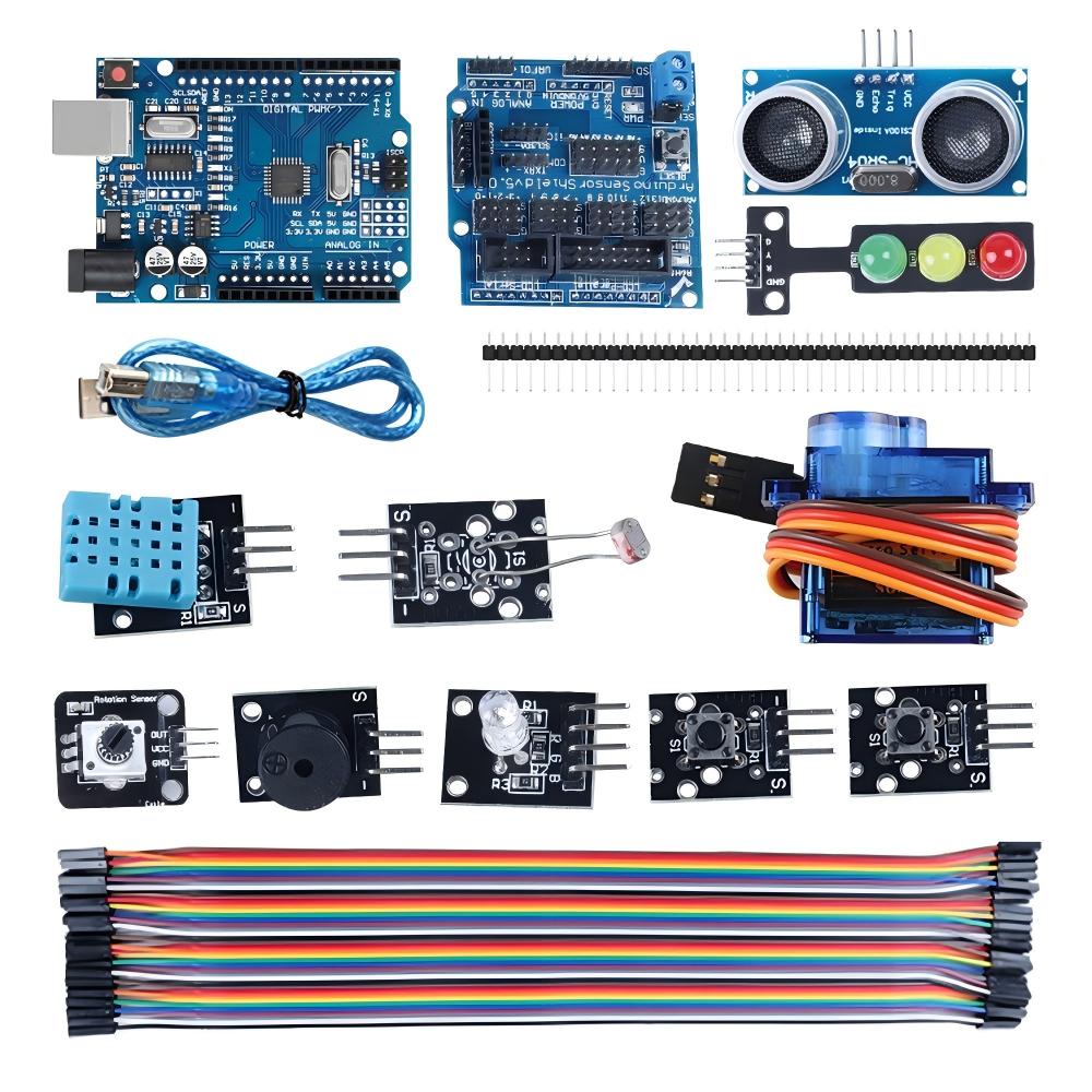 UNO R3 Intermediate Sensor Expansion Kit | Advanced Arduino STEM Learning Set with Ultrasonic, Temperature, Light & Sound Sensors | Programmable IoT Education Kit with Breadboard, Relay & RGB LEDs | Ideal for Teaching Automation & Logic Control